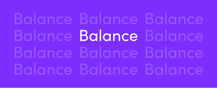 Graphic with 'Balance' repeated